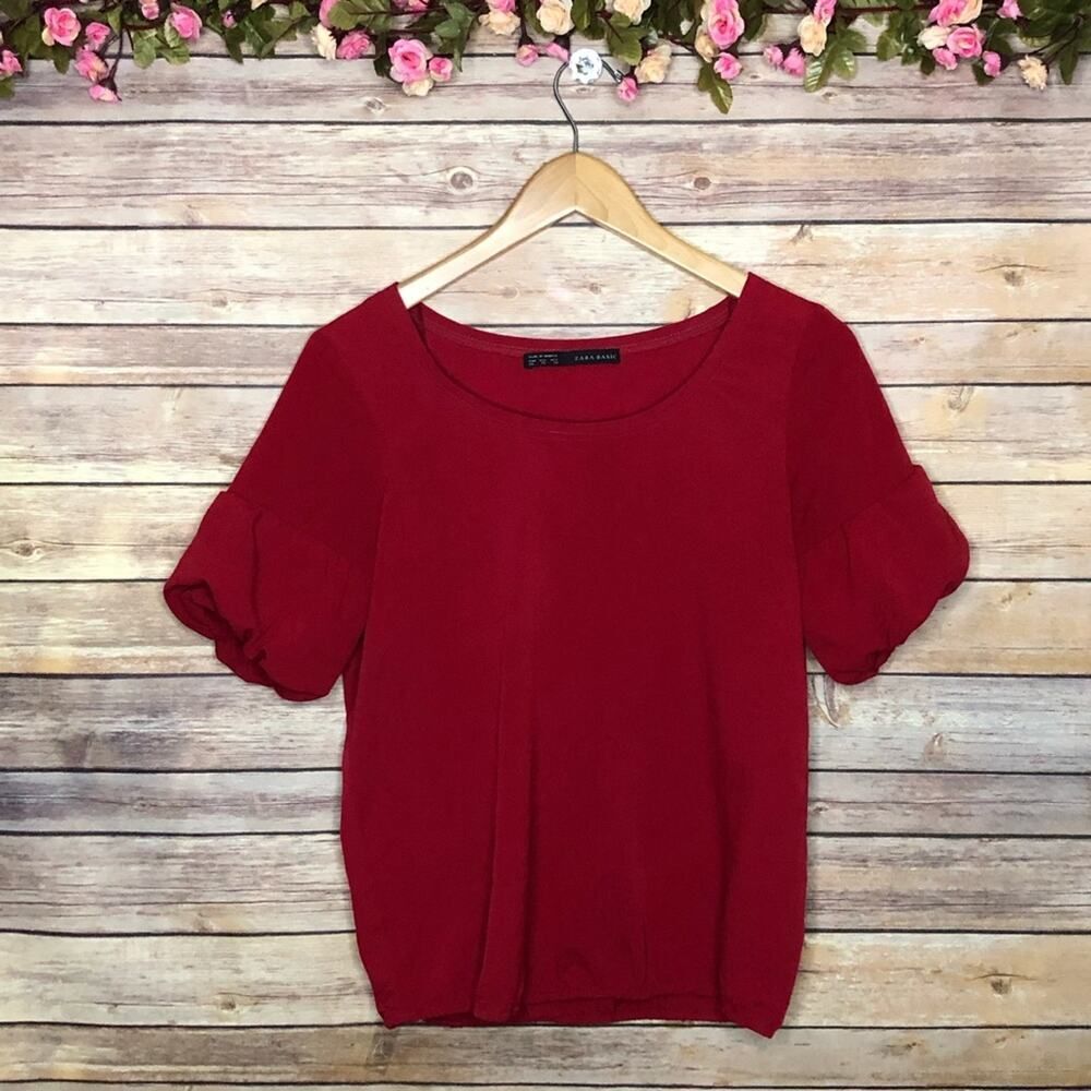 🌷5 for $25 Zara Red Puff Sleeves Top